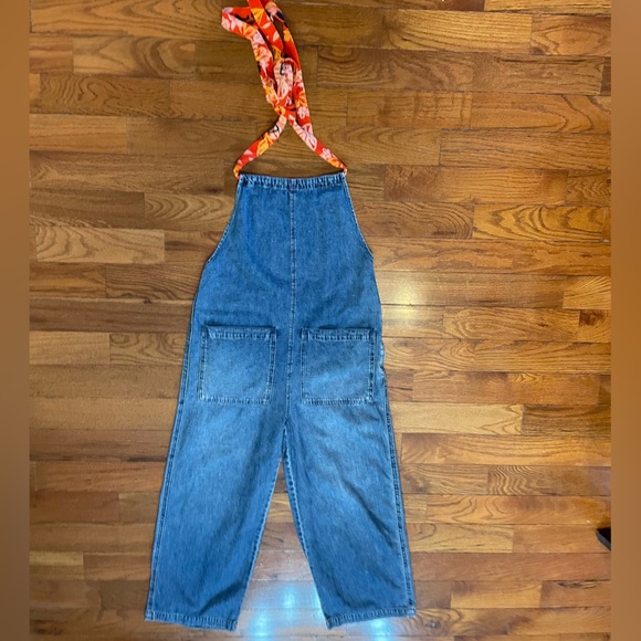 Free People Women's Joyride Cropped Demin Jumpsuit Size 4 Great Condition - Picture 2 of 8